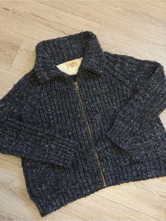 Aritzia Sweaters - Wilfred Free Wool Alpaca Zip Front Chunky Shaker Knit Sweater Sz.L
